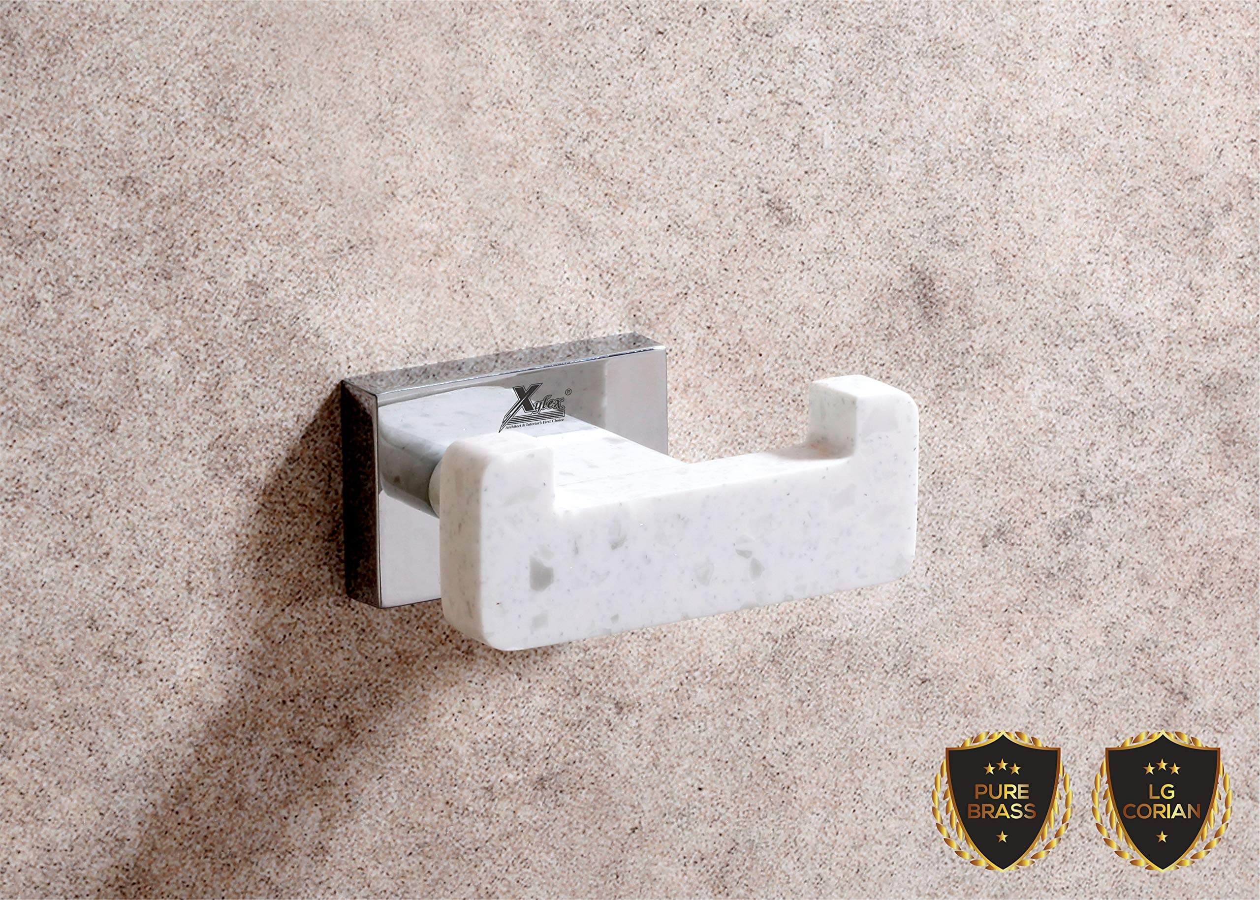 KT Hardware Solutions Xylex Ultra Luxurious Robe Hook in Beautiful Corian Material (White)