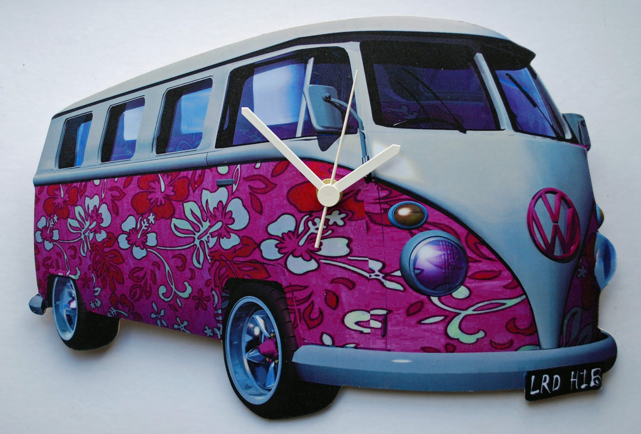 VW Campervan Pink Hippy Clock - VW10