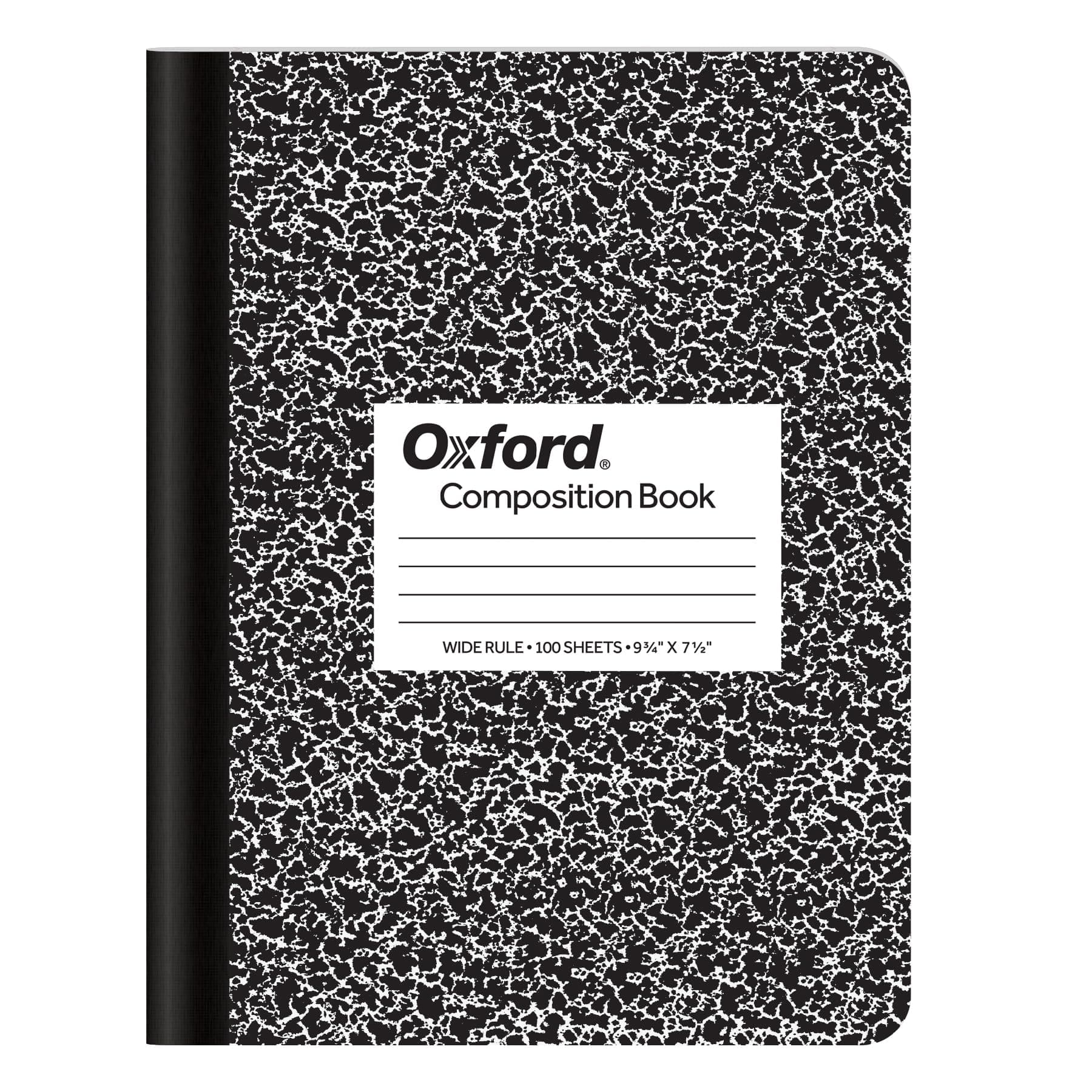 Oxford Marble Composition Book, 9 3/4 X 7 1/2 Inches, Wide Rule, Paperback, 100 Sheets, White (63795)