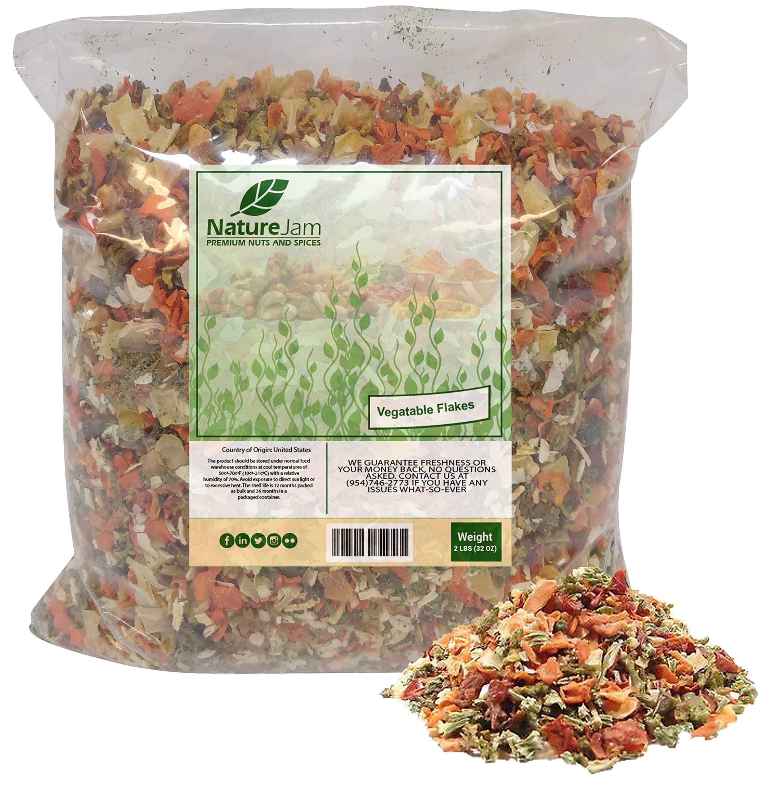 2 Pound Big Bag-Vegetable Soup Blend Dried Dehydrated Vegetable Flakes To Make Ramen Noodle or Simple Vegetable Soup