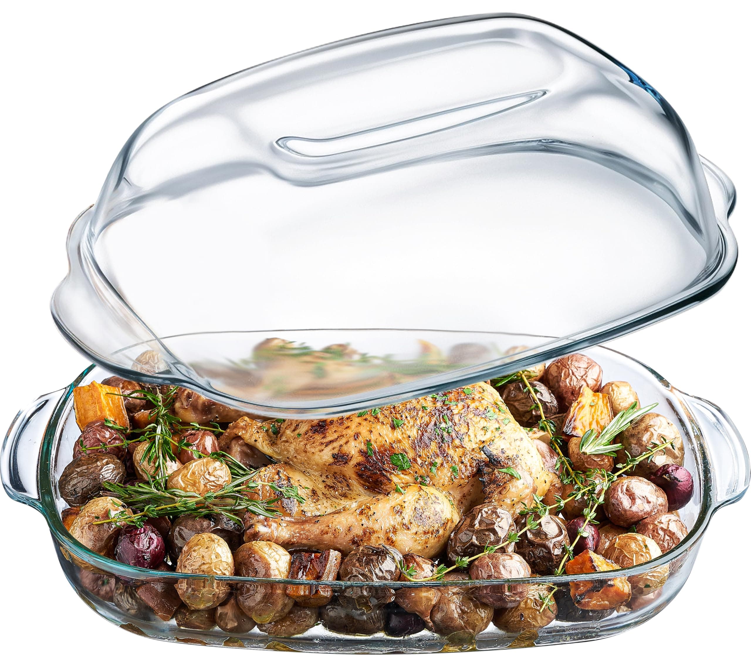 Simax Casserole Dish For Oven, 8 Quart Glass Baking Dish With High Lid Set, Microwave, Oven, and Dishwasher Safe Cookware, Borosilicate Glassware, Large Baking Dish