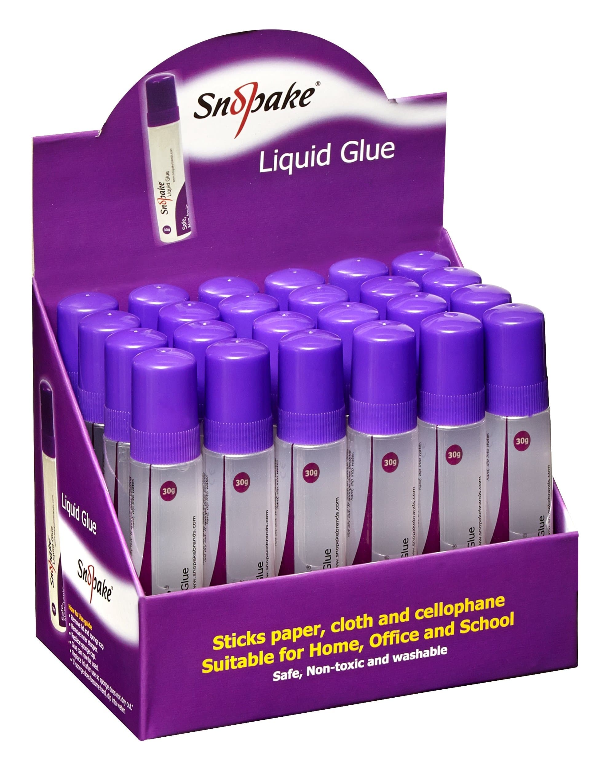 Snopake Liquid Glue Pen 30g with Sponge Tip Applicator [Pack of 24] Safe, Washable & Non-Toxic [15756]