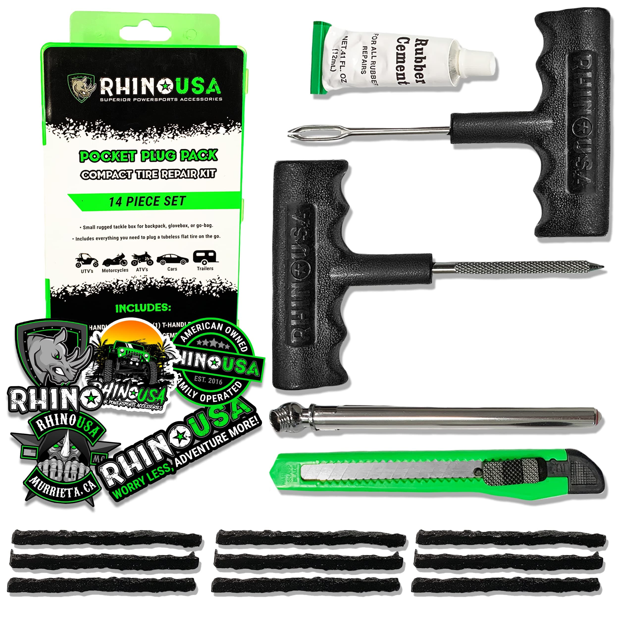 Compact 14-Piece Tire Repair Kit