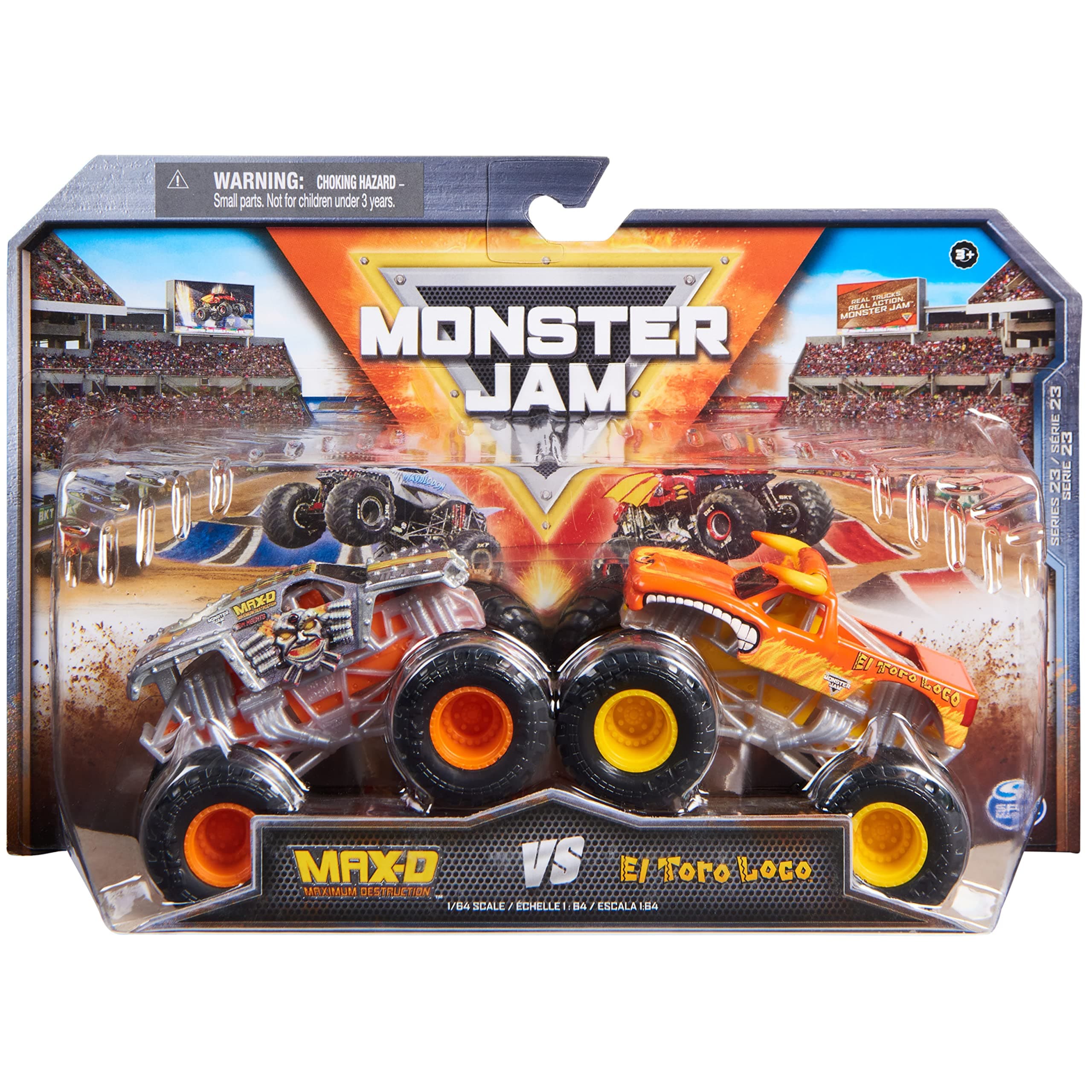 Original Two Pack with Max-D and EL Toro Loco - Authentic Monster Trucks in Scale 1:64