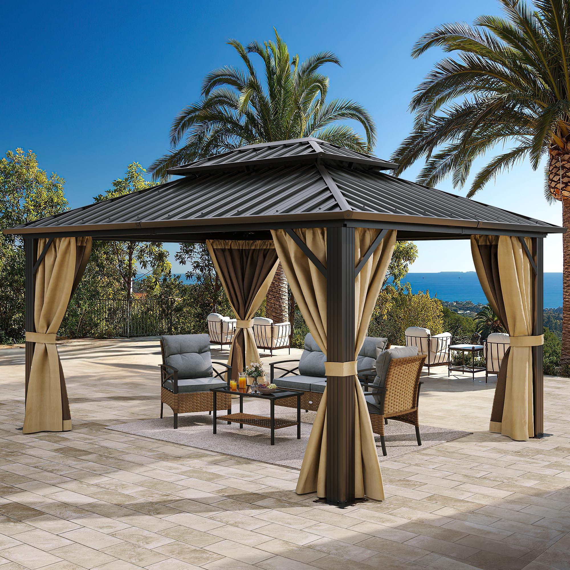 Hardtop Gazebo Galvanized Double Roof