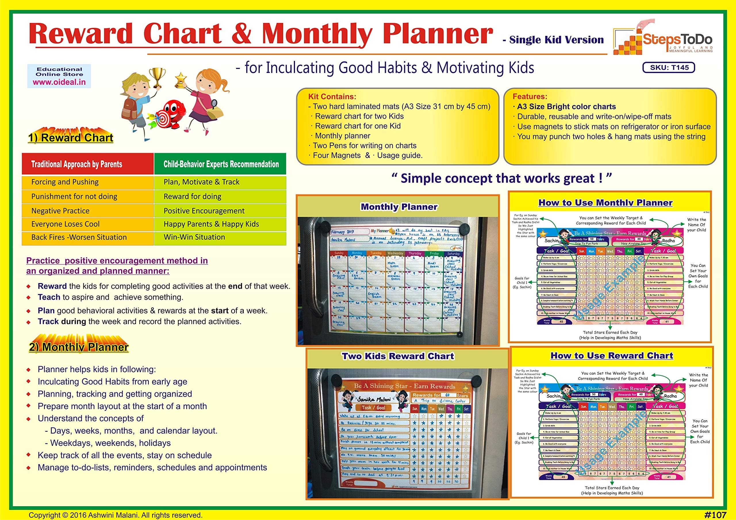 Kutuhal Reward Chart and Monthly Planner (Multicolour)
