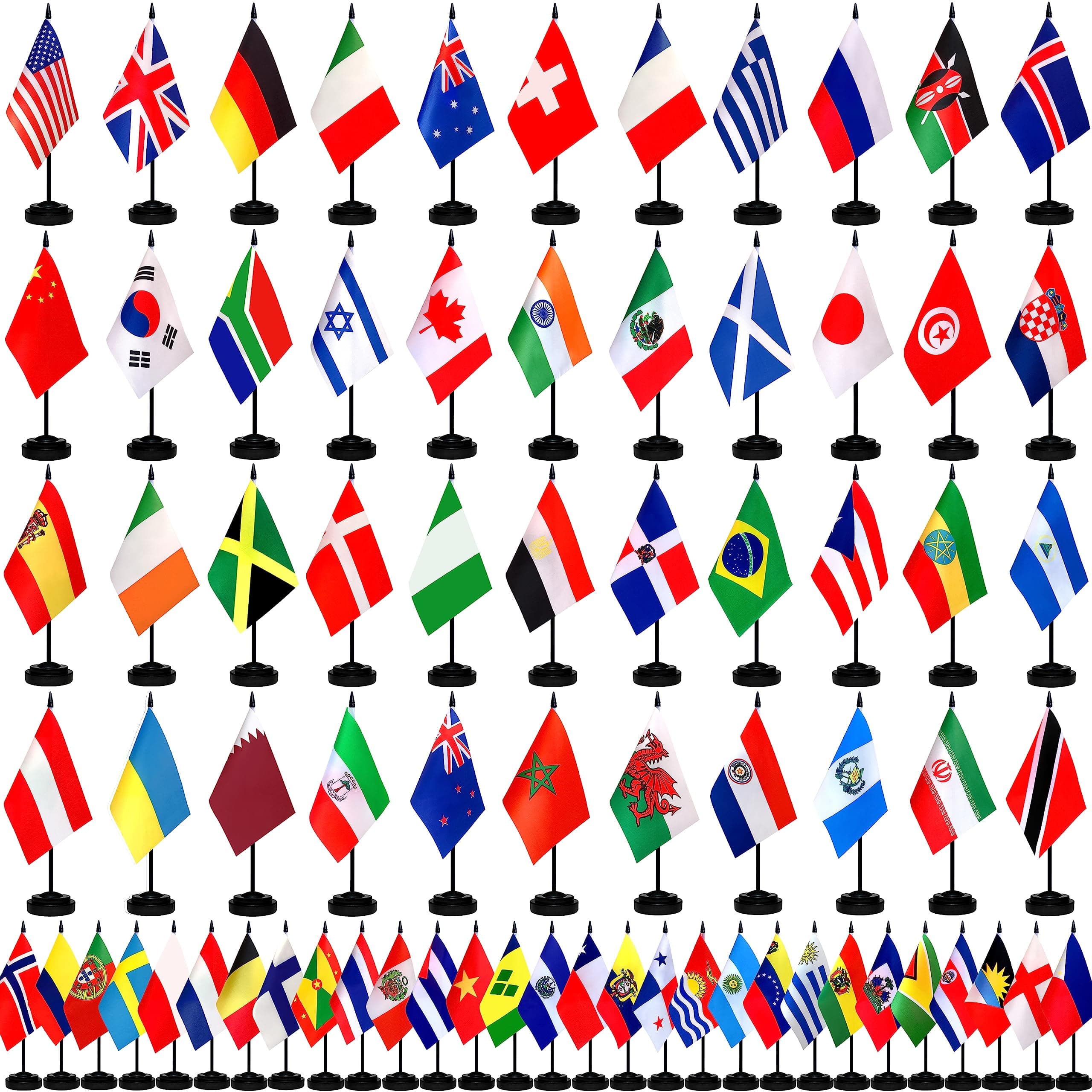 - TSMD 202 Countries International World Desk Flags Set Small Mini Office Table Stick Flag with Stand Base,All Countries Flags,5x8 Inch