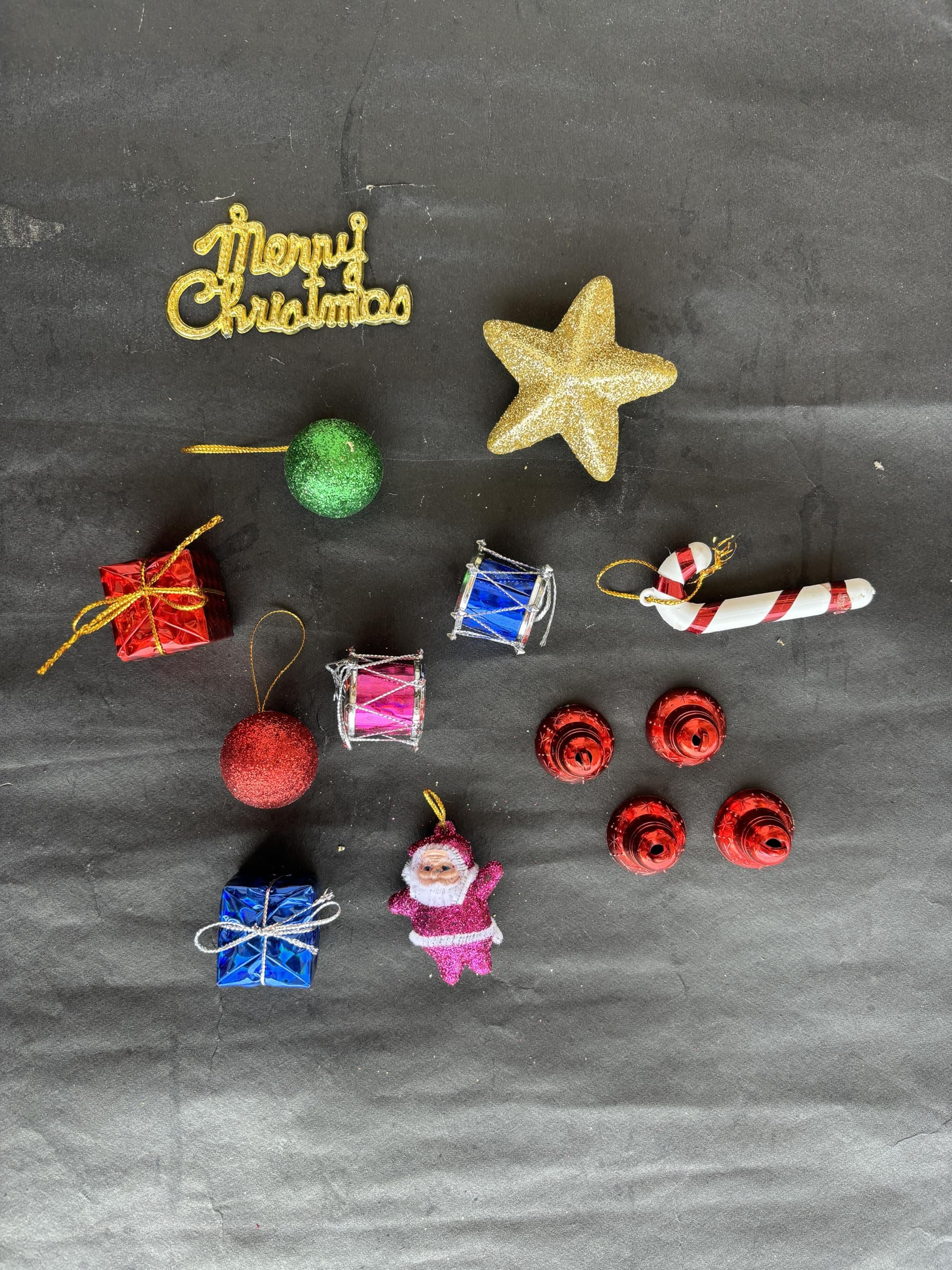 14-Pieces Assorted Christmas Tree Decorations - Sparkle and Style for Your Festive Season (Multicolor) [1 Box]