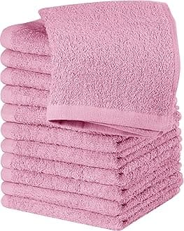 Utopia Towels 12 Pack Cotton Washcloths Set - 100% Ring Spun Cotton, Premium Quality Flannel Face Cloths, Highly Absorbent and Soft Feel Fingertip Towels (Pink)