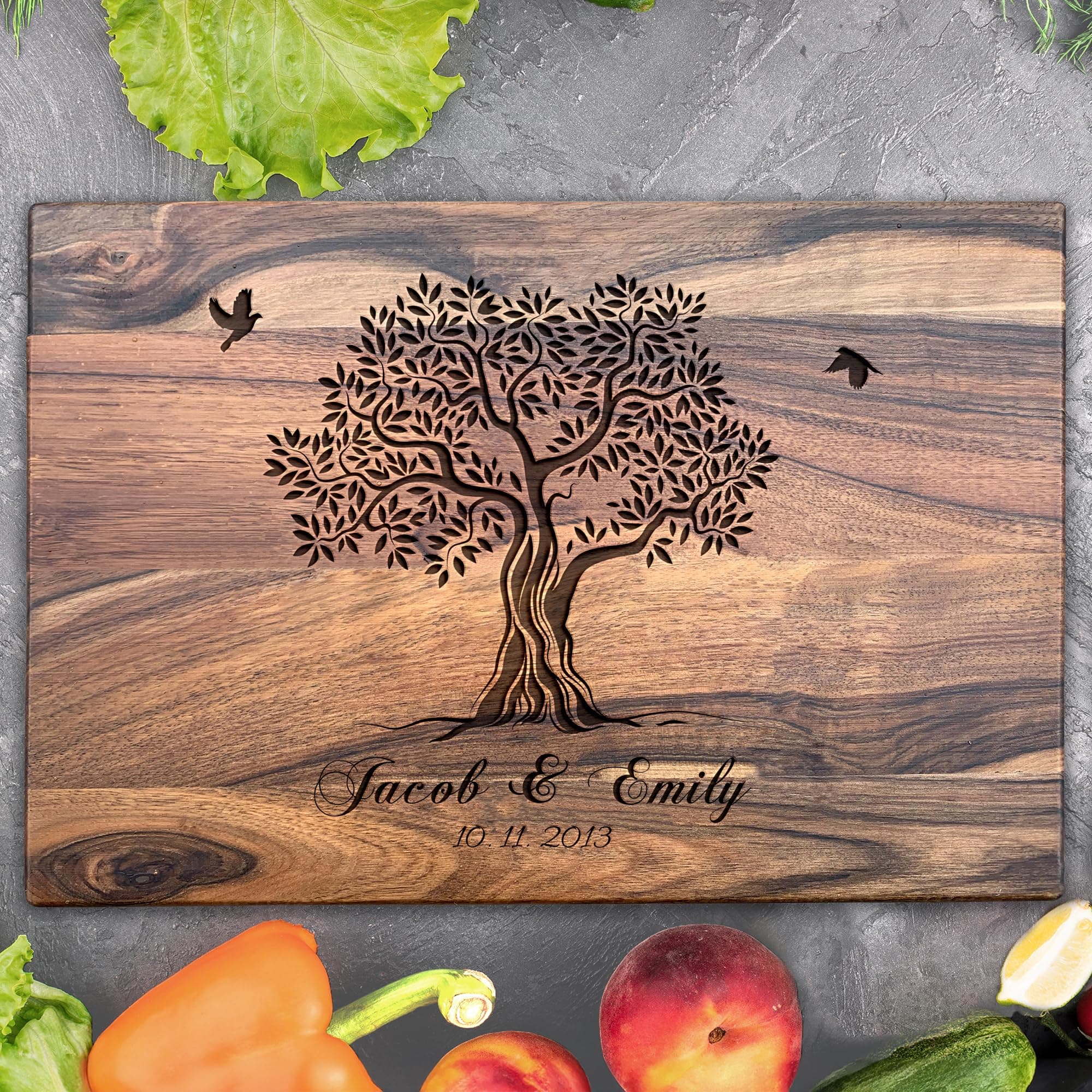 Walnut Custom Family Olive Tree Personalized Engraved Cutting Board Wedding Gift, Anniversary Gifts, Housewarming Gift Birthday Corporate custom11