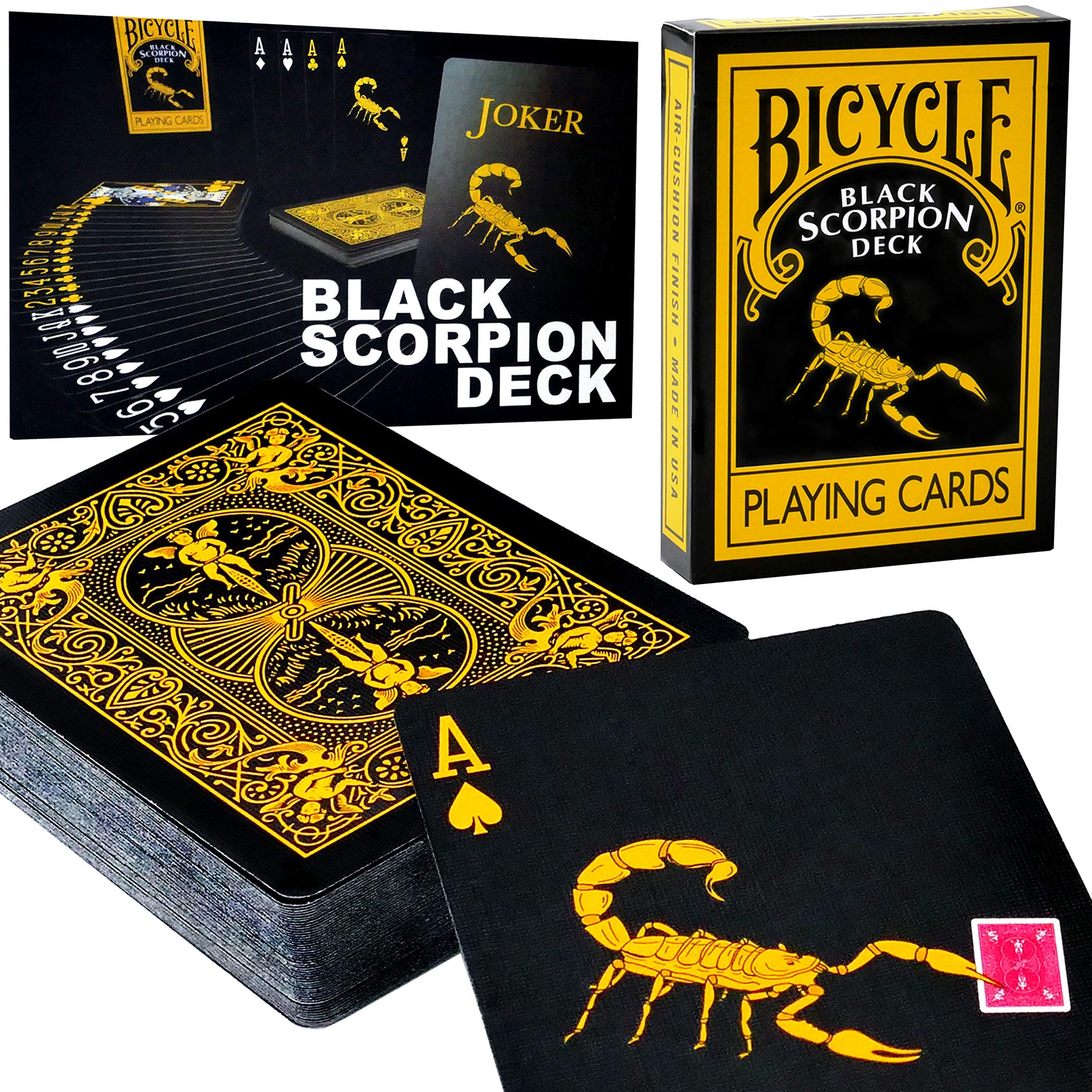 Magic Makers Bicycle Black Scorpion Deck with Extra Gaff Cards for Perfoming Magic Card Tricks
