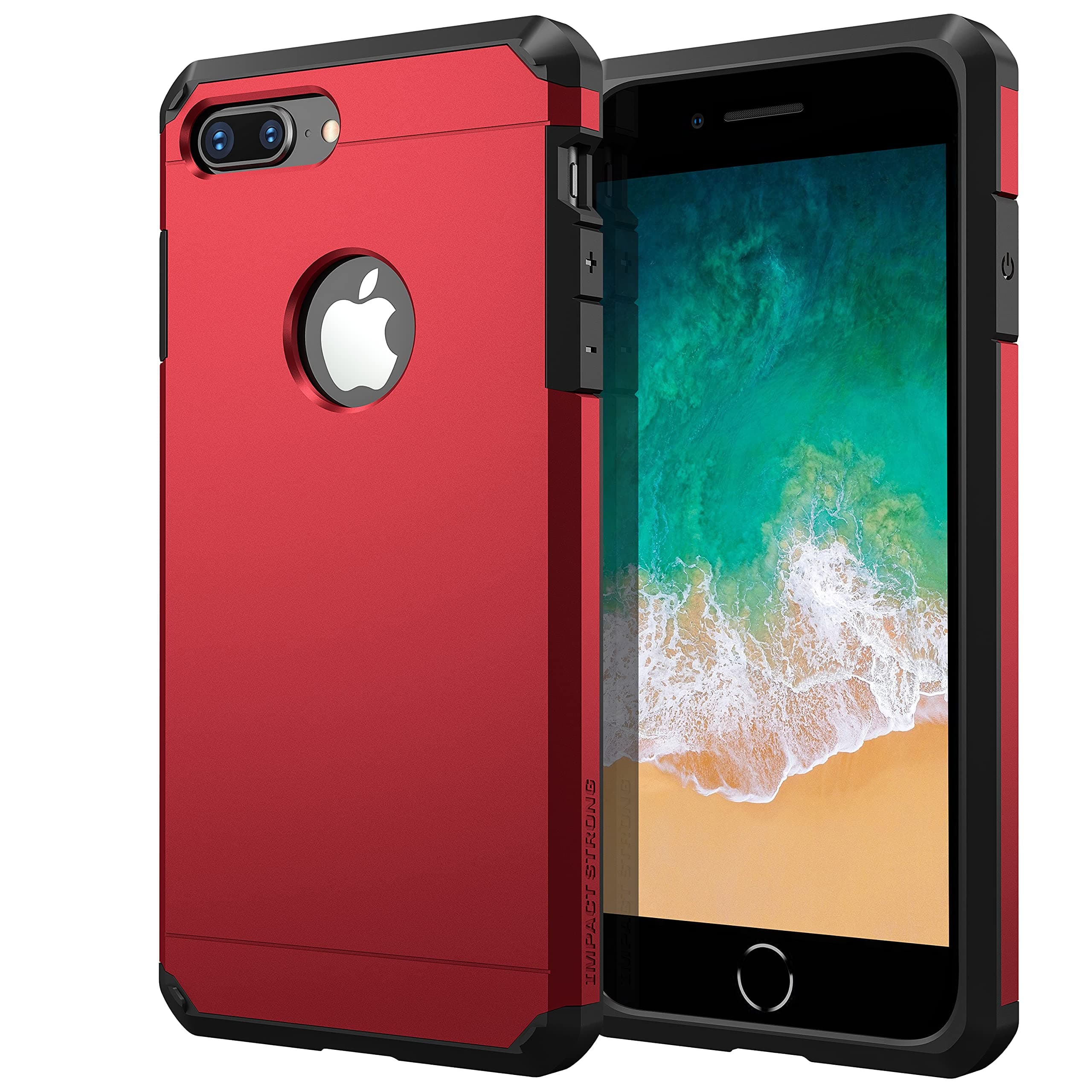 ImpactStrong iPhone 8 Plus Case/iPhone 7 Plus Case Heavy Duty Dual Layer Protection Cover Heavy Duty Case Compatible with iPhone 7 Plus / 8 Plus - Red