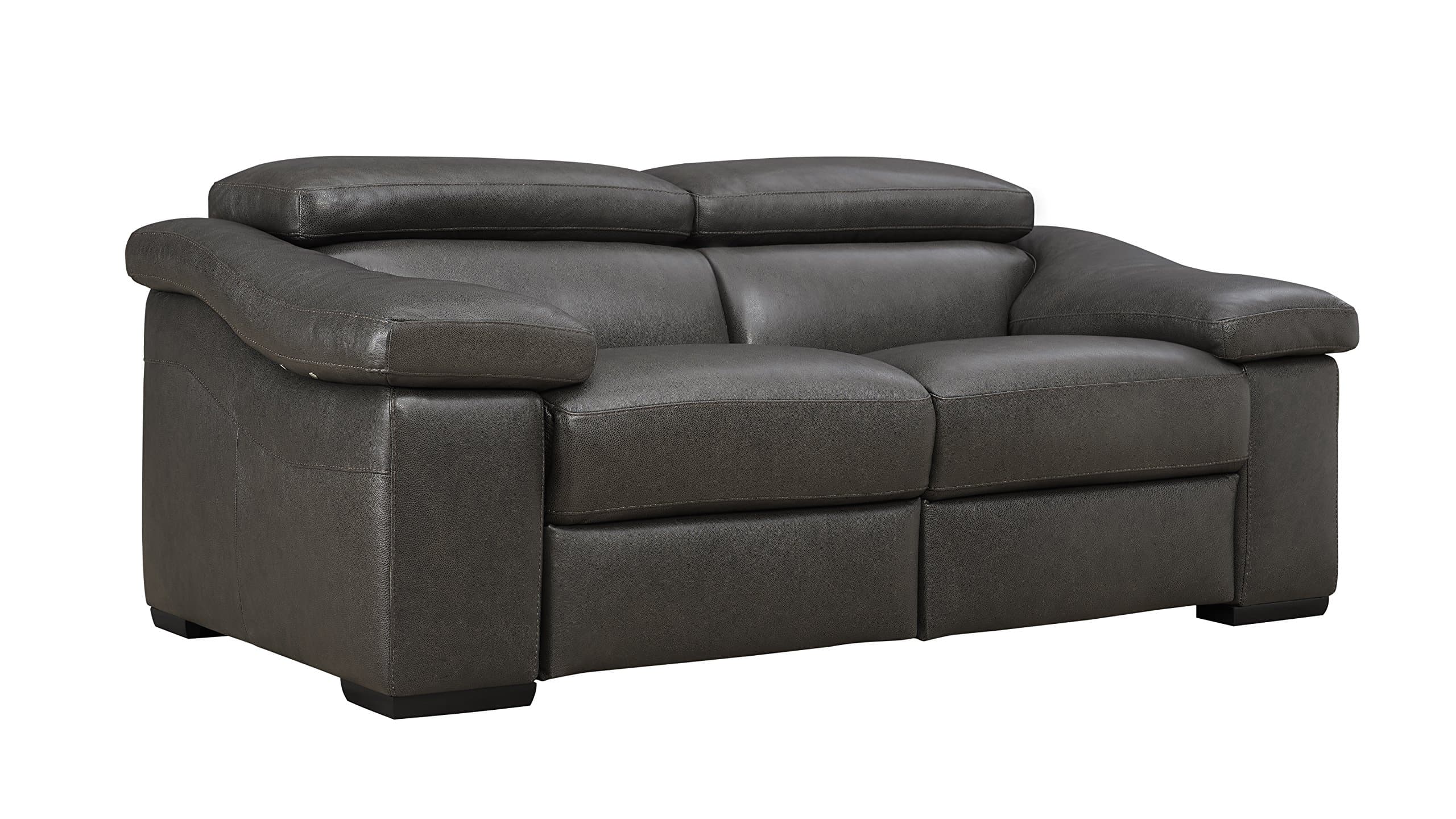 Natuzzi Editions Ignazio Anthracite Leather Motion Loveseat