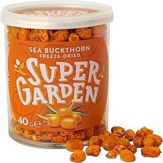 Super Garden Sea Buckthorn Berries - Freeze Dried Sea Buckthorn Rich in Vitamins & Omega Fatty Acids - Natural Immune-Boosting Fruit for Smoothies, Baking & Snacks - No Added Sugar - 40g