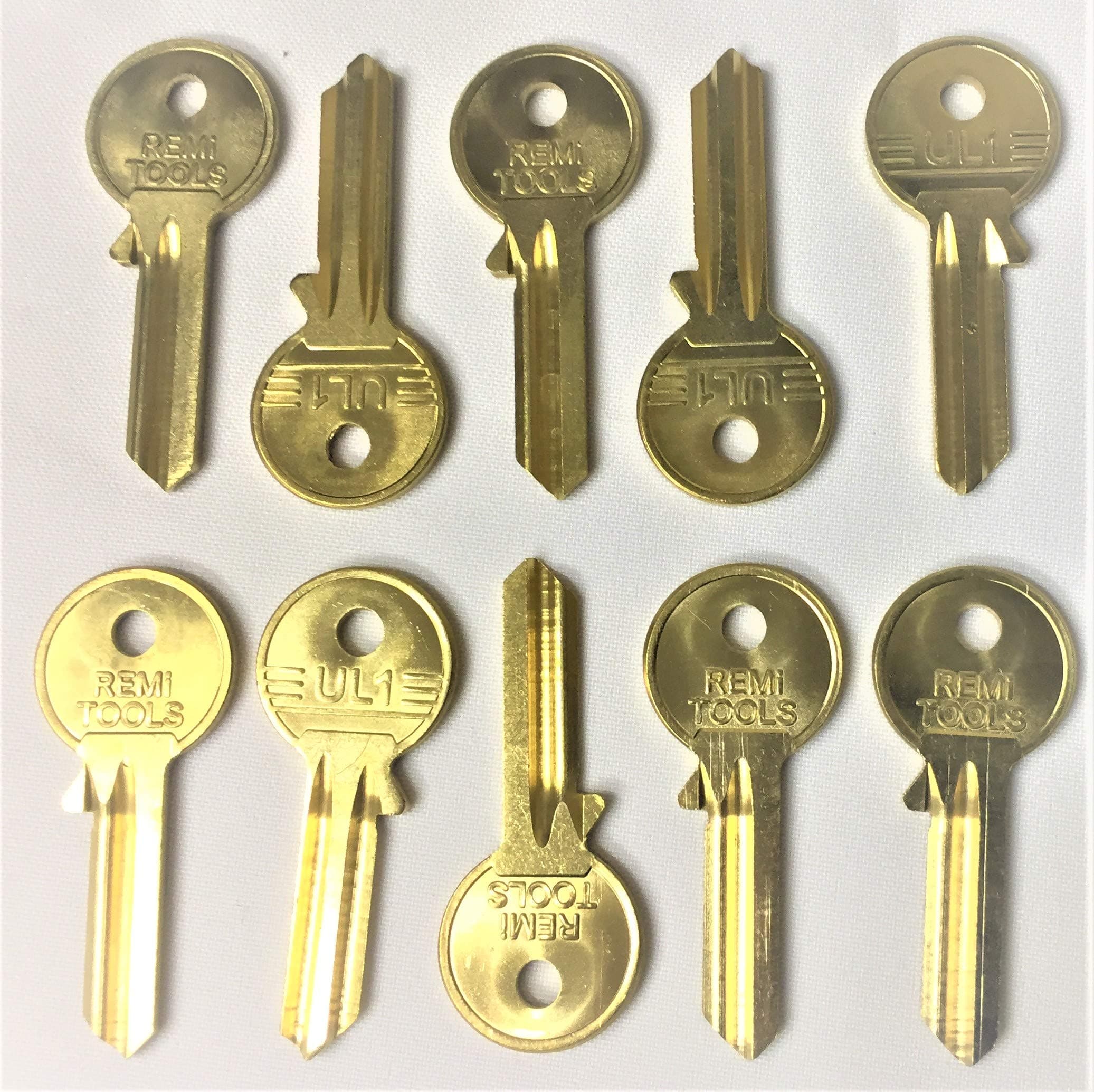 REMI Tools LTD Key Blanks Universal U5D UL050 UL1 5 Pin Cylinder 10 Solid Brass Spare Keys Multiple Keys Great for Professional Key Cutters & Locksmiths