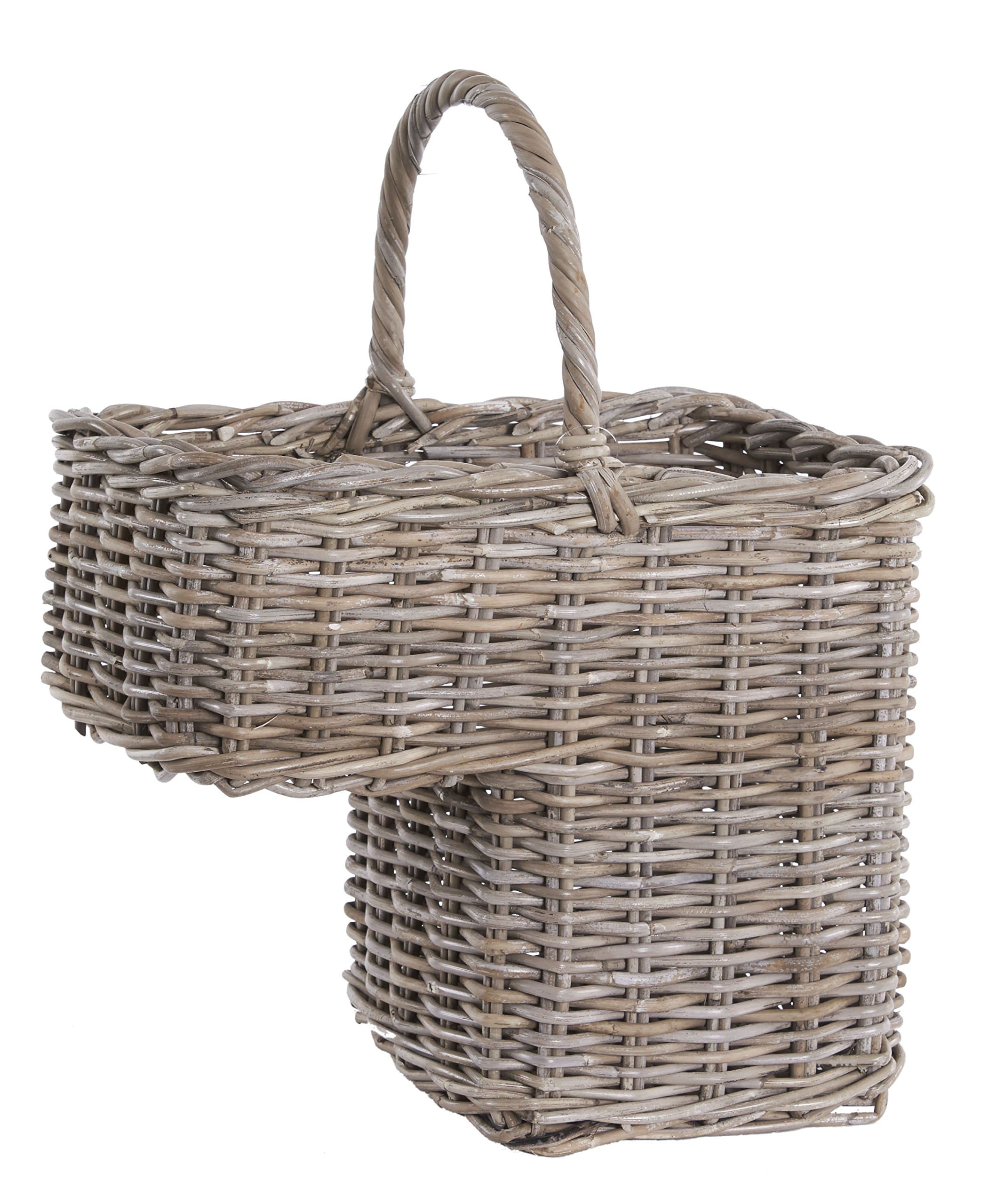 Grey Rattan Wicker Stair Storage Basket