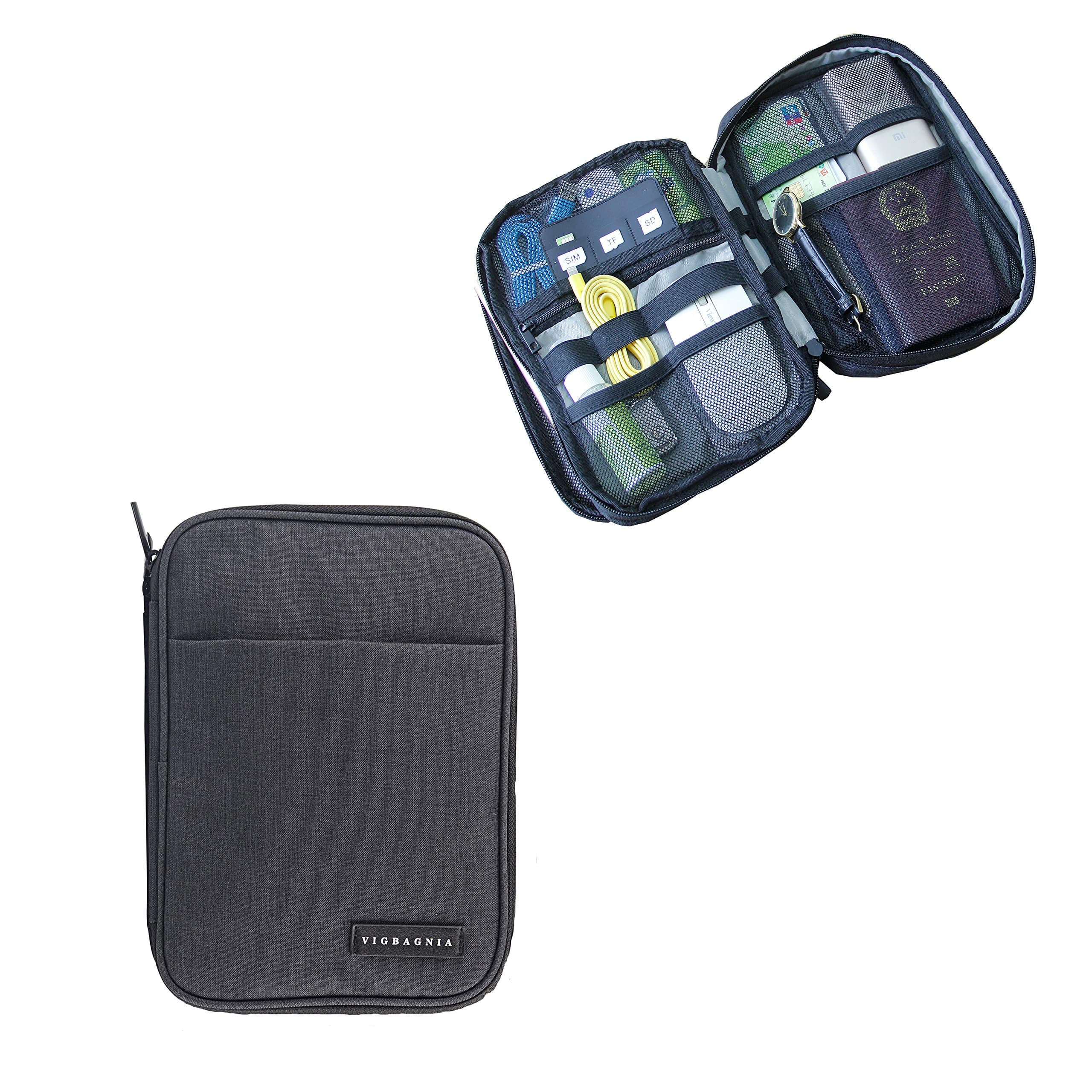 VIGBAGNIA Electronic Organizer Double Layer Cord Organizer Bag Electronics Accessories Case Business Leisure Travel Gear Carry Bag for Phone Charger and Cable