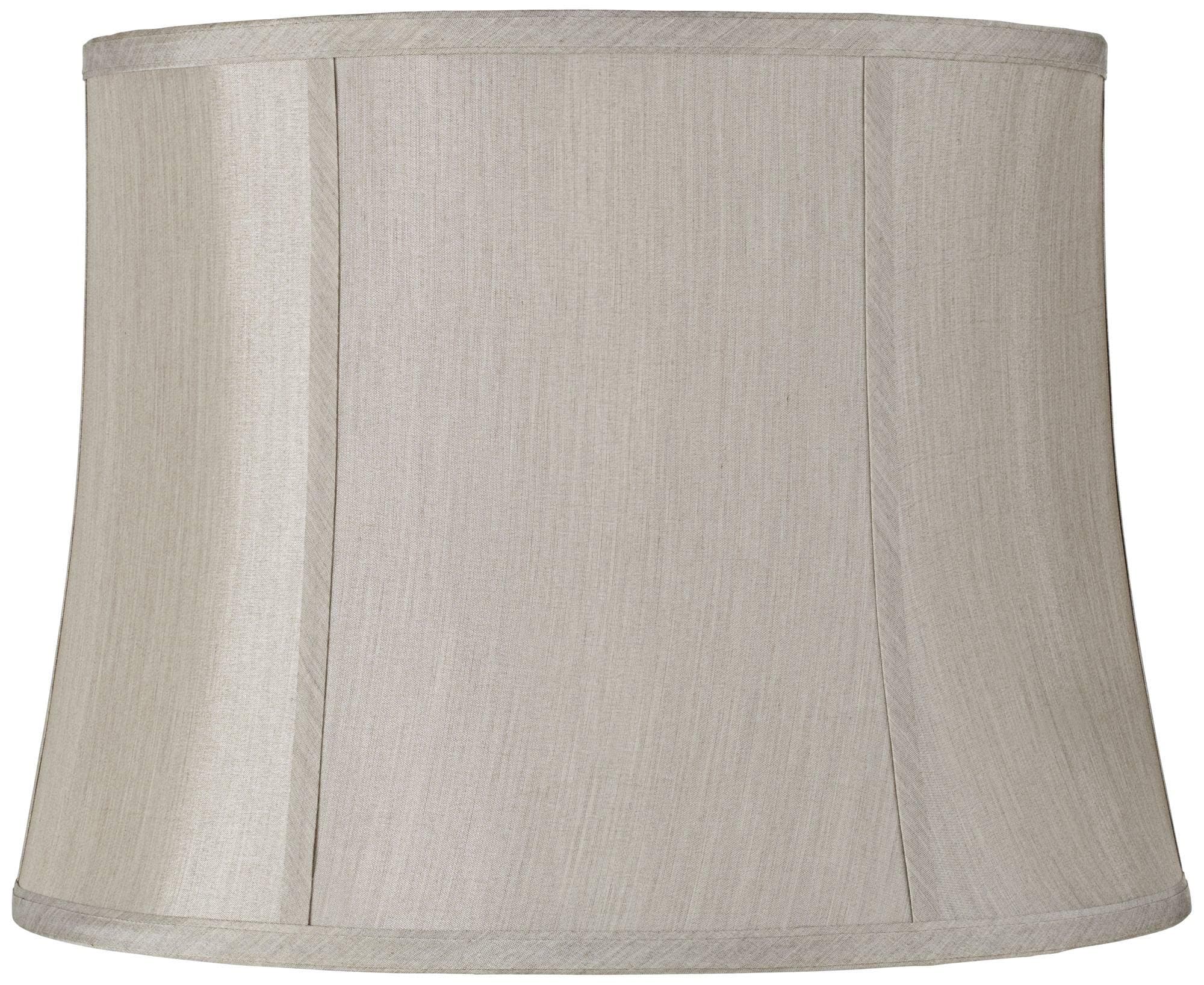 Medium Round Softback Gray Lamp Shade 14" Top x 16" Bottom x 12" High (Spider) Replacement with Harp and Finial - Springcrest