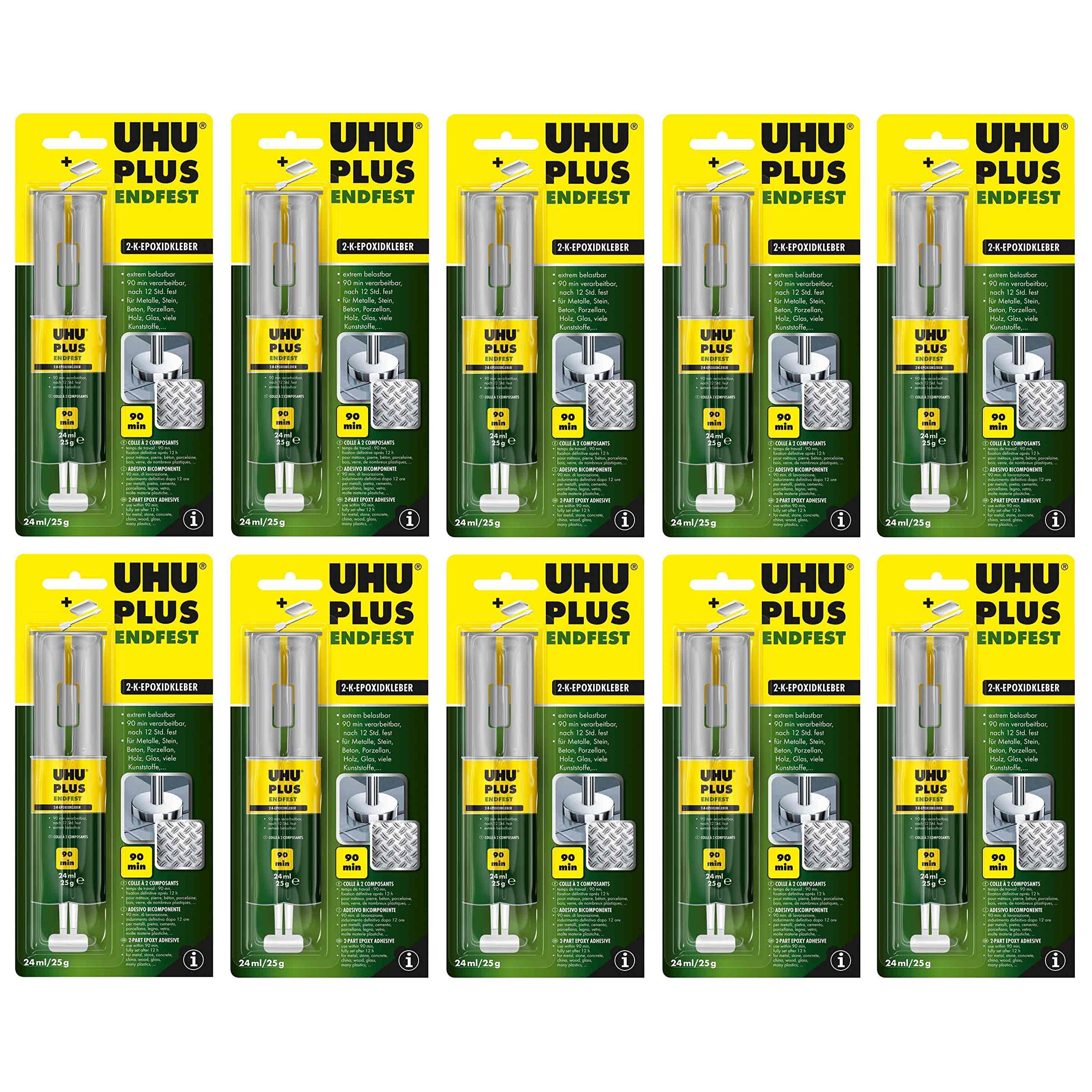 10 x UHU Plus Endfest 2 K Epoxy Adhesive 10 x 25g for High Loads