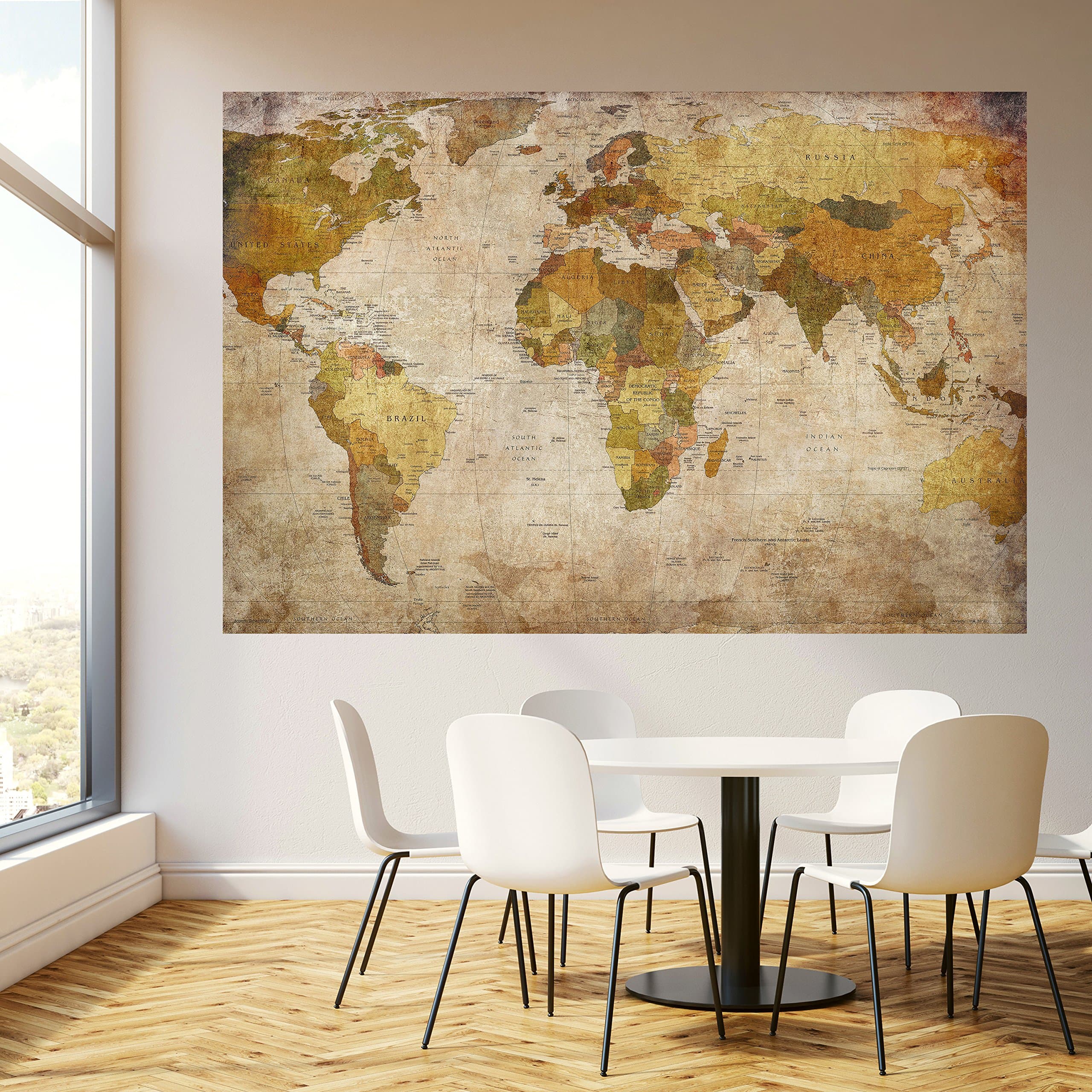 Photo Wallpaper Worldmap 183 x 127 cm Including Paste Wall Mural vintage map historical old travel globe countries teen´s room office