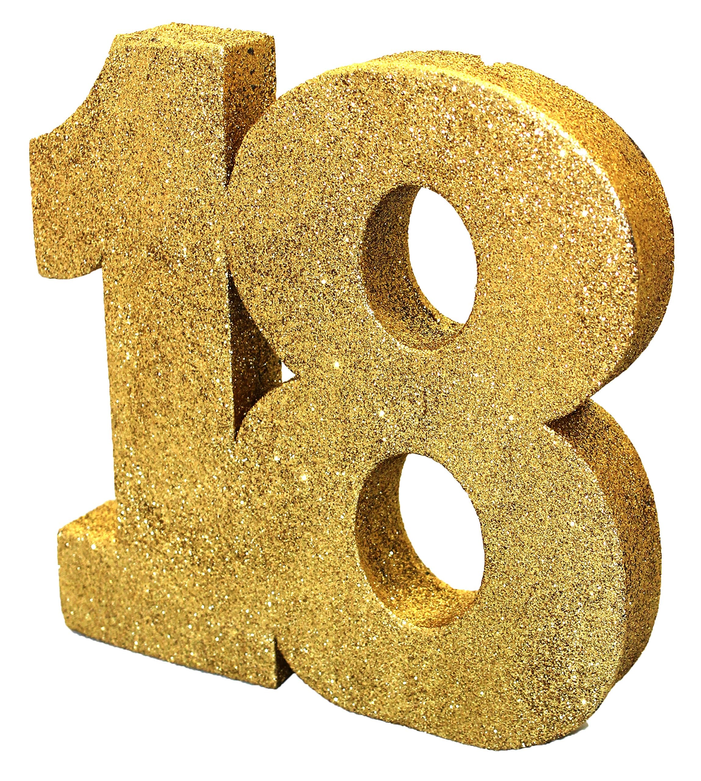 Number 18 Glitter Table Decoration Gold| Table Centrepiece | Table Decorations Centrepiece | 18th Birthday Decorations | Pack of 1 | 20cm |H100