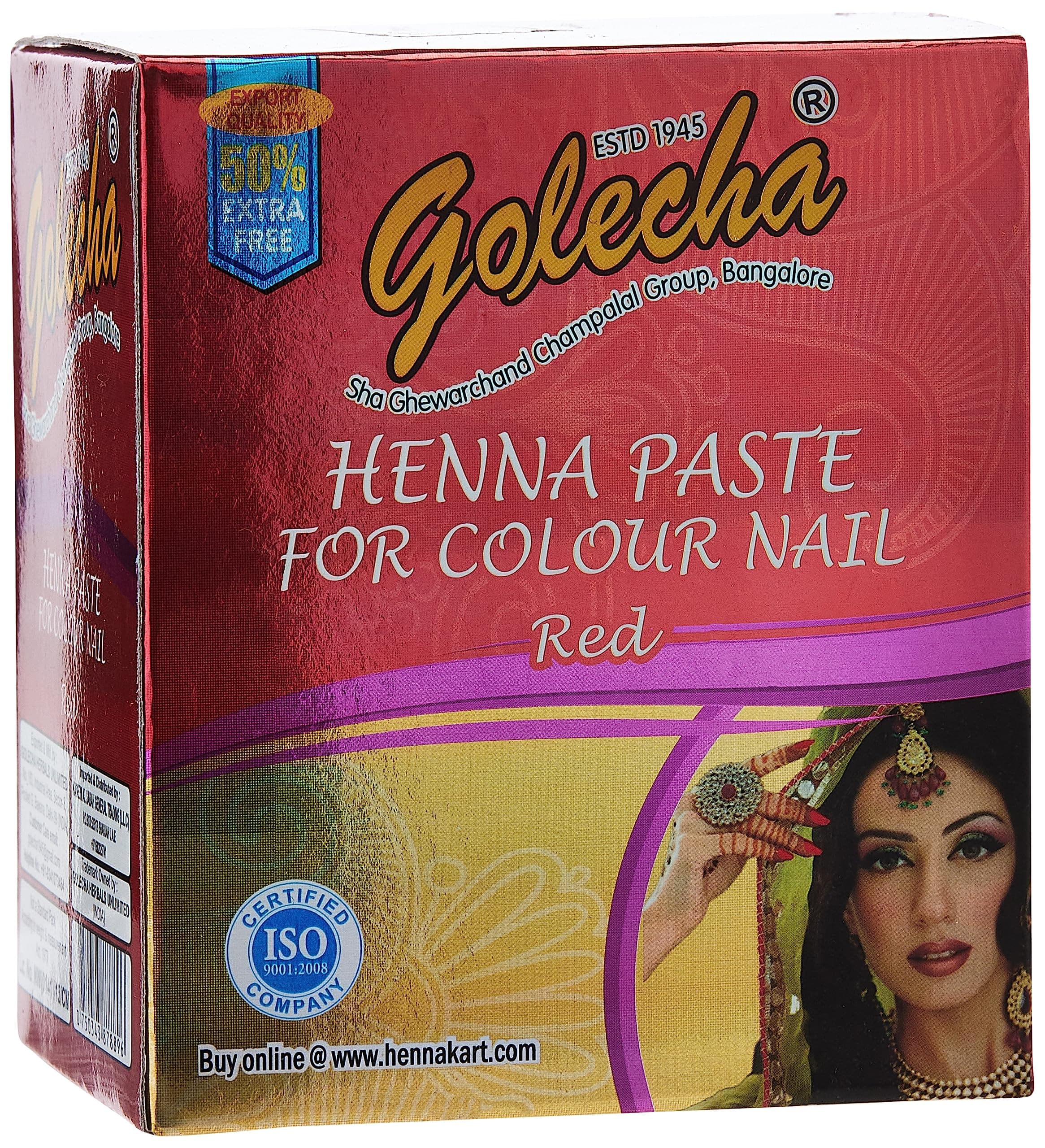 Golecha 100% Pure Henna Paste for Nails, 10 gms - Red