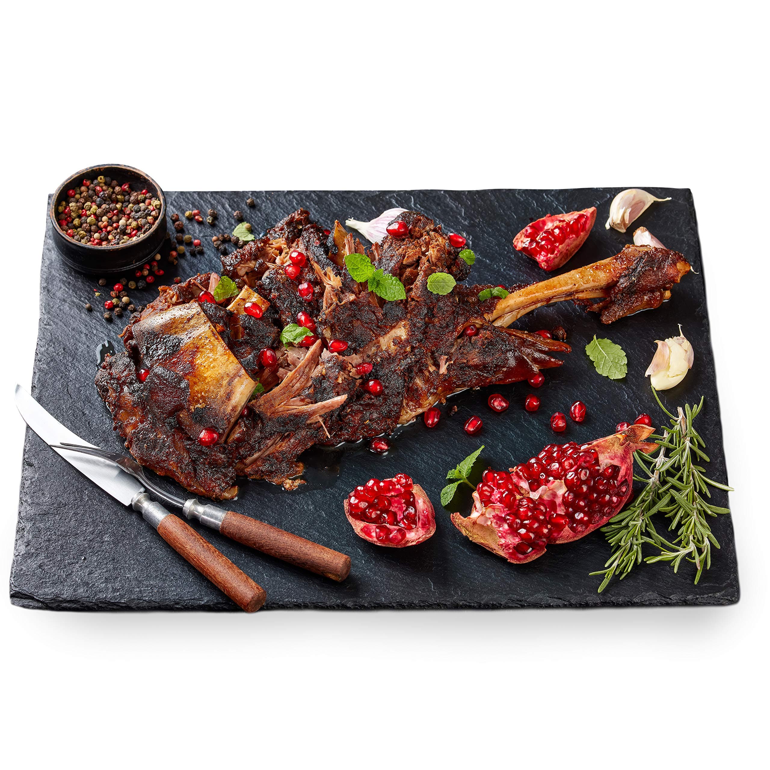 Sendez® slate coasters, 30 cm x 20 cm, serving platter, cheese board, sausage plate, 2 x 12 pieces., Slate, 2-tlg.