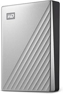 WD 4TB My Passport Ultra for Mac, portable external hard drive, USB-C, Mac Compatible, portable external storage, software with defense against ransomware, backup and password protection, Silver