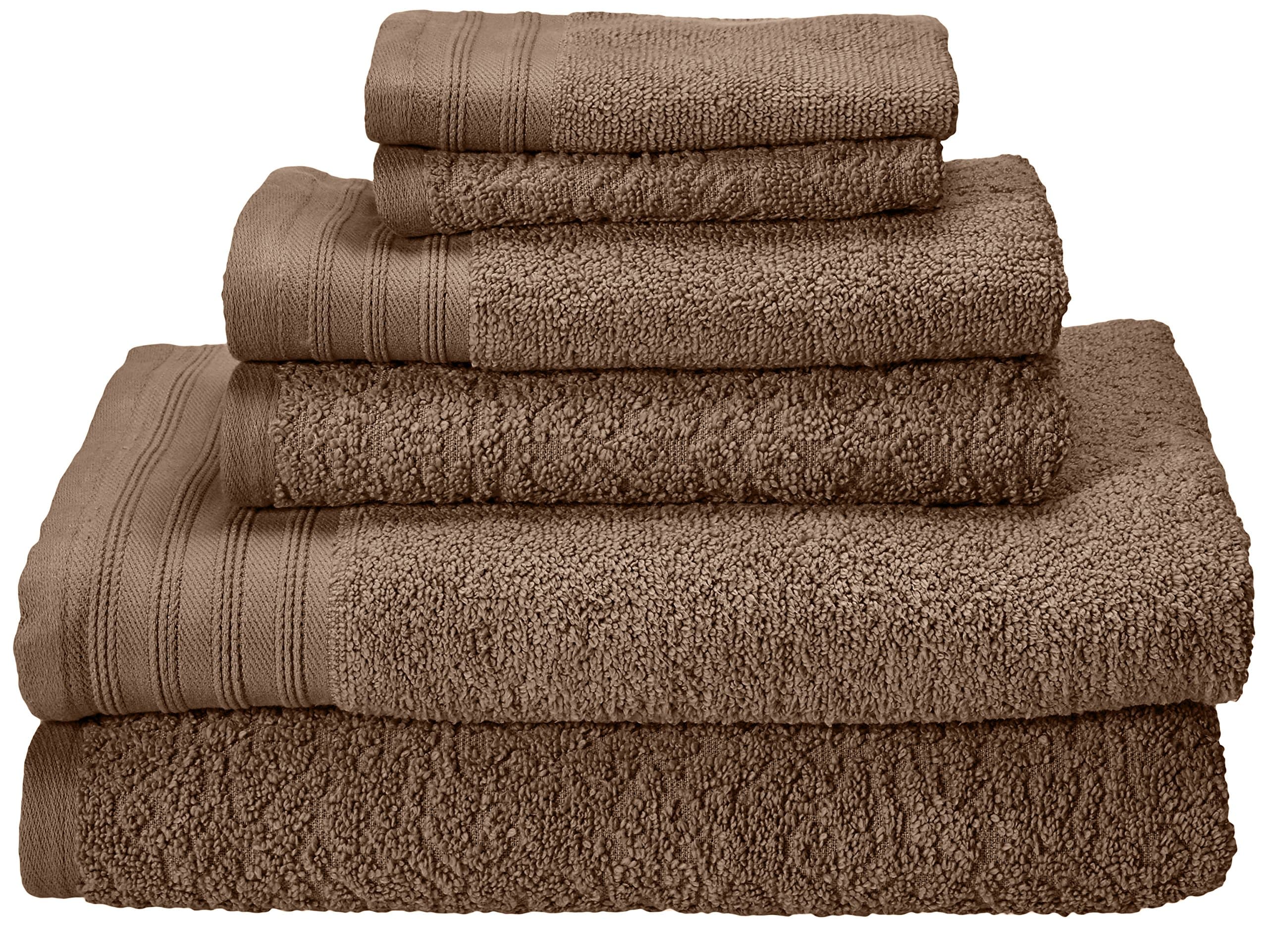 Kaufman - Zero Twist Jacquard Bath Towel Set. 2 Bath, 2 Hand & 2 Wash Towels- Mocha