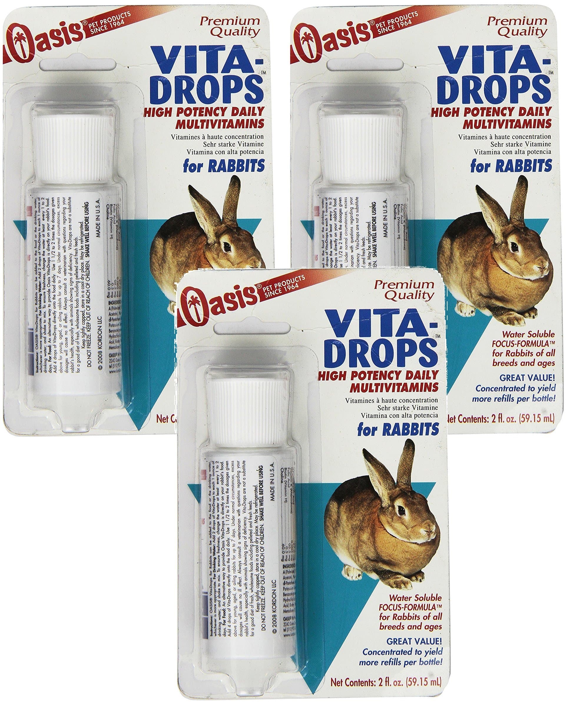 Oasis (3 Pack) Rabbit Vita Drops, 2-Ounce