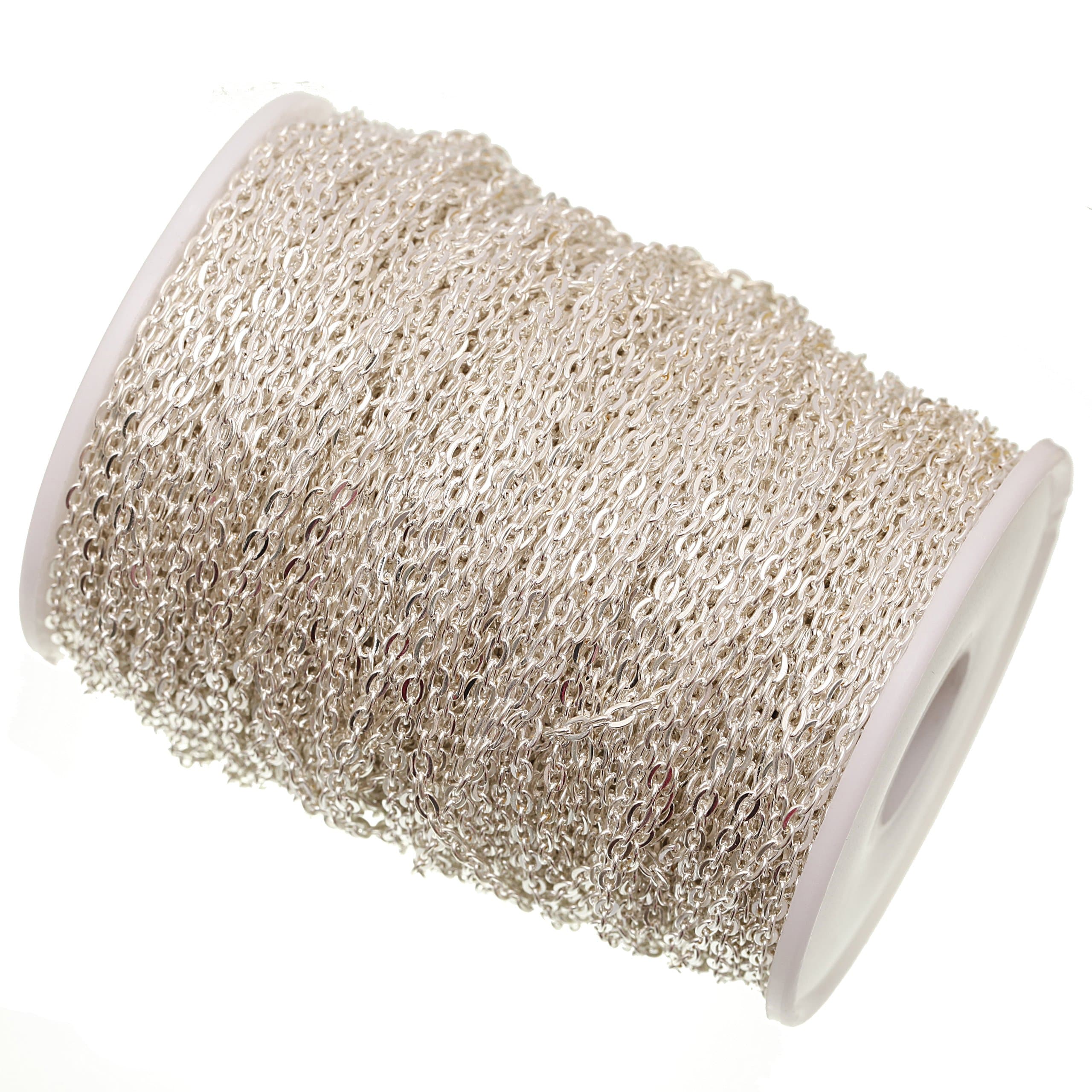 ILOVEDIY 100m/lot Silver Plated Cable Chain Roll in Bulk for Necklace Jewelry Making 3x2mm