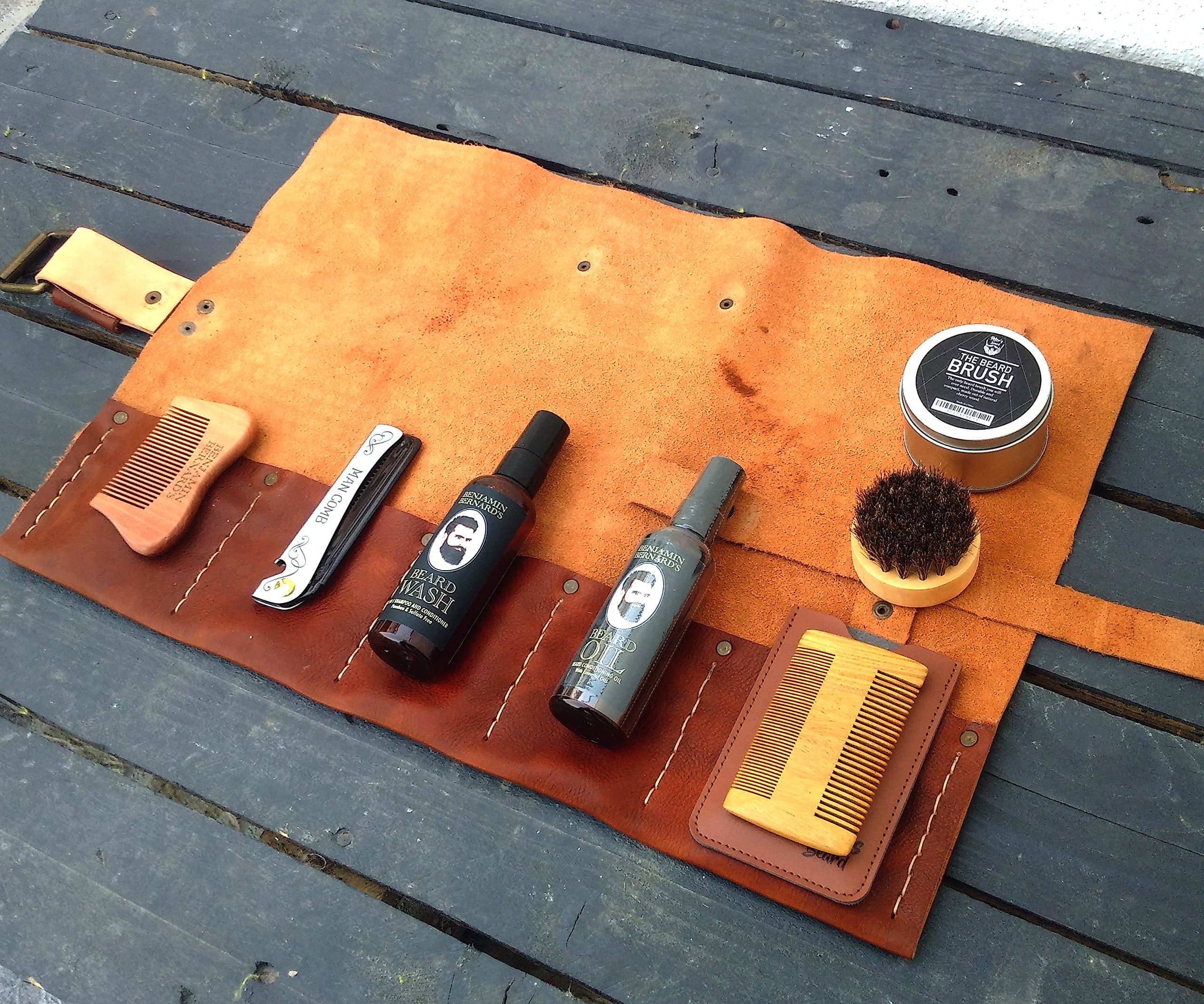 Leather Beard case pocket comb set Carrying for Barber Bearded Beard Handbag Set Comb Beard Crema Handle Beard Hand Made Beard Made in Italy