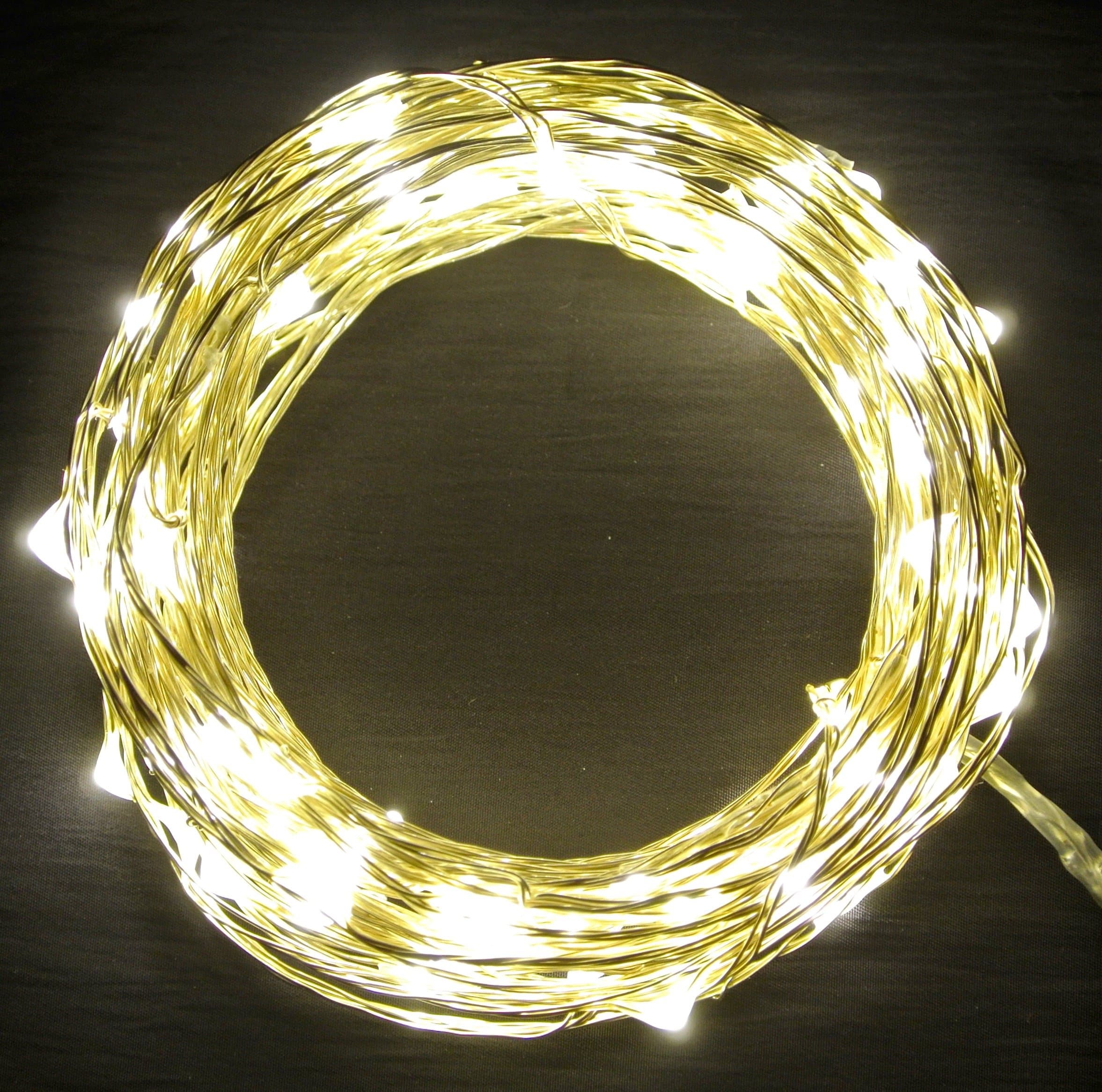 Warm White LED String Lights (UL Adapter) for Indoor and Outdoor Use, 33 ft Silver Coating Copper Wire, Starry Lights Rope lights for Home, Garden, Patio, Shop Windows, Christmas, Wedding, Party