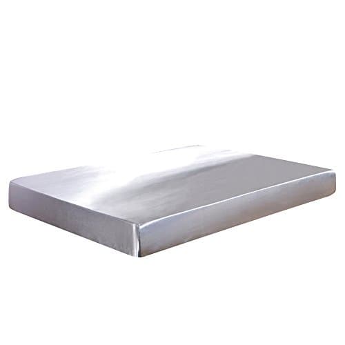 Zangge Bedding Luxury Soft Satin Fitted Sheet 12" Extra Deep Double Size Grey