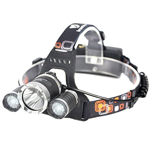 LED Headlamp Head Torch Rechargeable Waterproof Headlight 3 LED Light Source 4 Lighting Modes for Camping Hiking Fishing and Outdoor Activities(3*CREE XM-T6 LED)