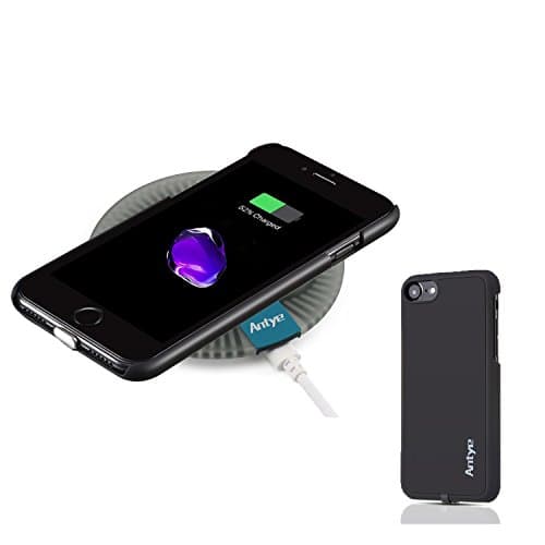 2-in-1 Qi Wireless Charger Kit for iPhone 7 Plus, Qi Charging Dock and Case are Included | Flexible Lightning Connector | Delicate Rubber Black Case For iPhone 7 plus(5.5 inch, black-round