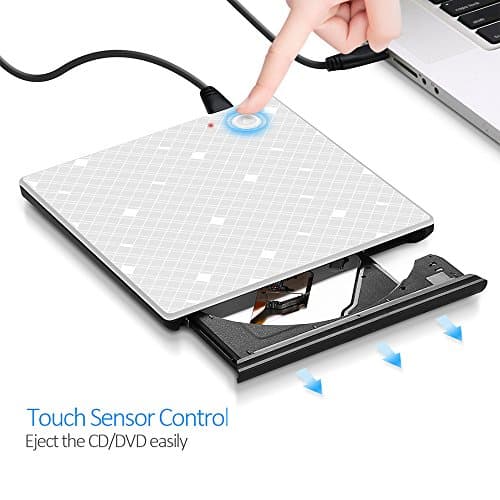 Touch Control External DVD CD Drive Smallcar DVD-RW Burner& Writer with USB3.0 Superdrive for Macbook Pro Air iMAC, Laptops, Desktops, Notebooks,Support Windows xp/2003/7/8.1/10,Linux,Mac 10 OS System