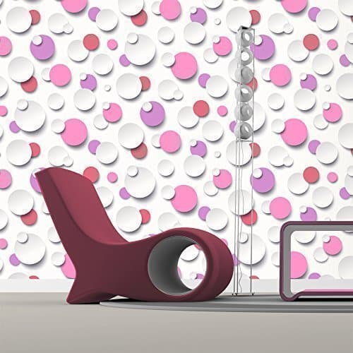 Muriva Just Like It Circles Polka Dot Spots White Textured Designer Wallpaper (Purple Red White J63406)