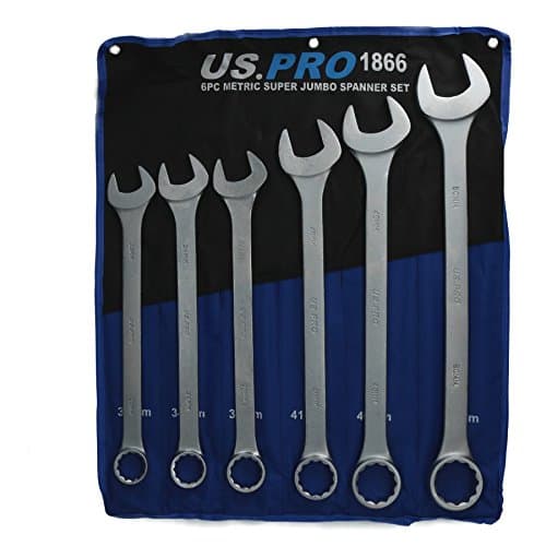 6pc Jumbo Metric Combination Spanner (Open and Ring) 33mm - 50mm Bergen AT124