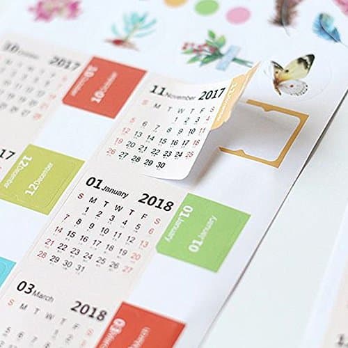 TINGK White 2Pcs 2018 Calendar Divider Tab Sticker Planner Bullet Journal Category Decor DIY