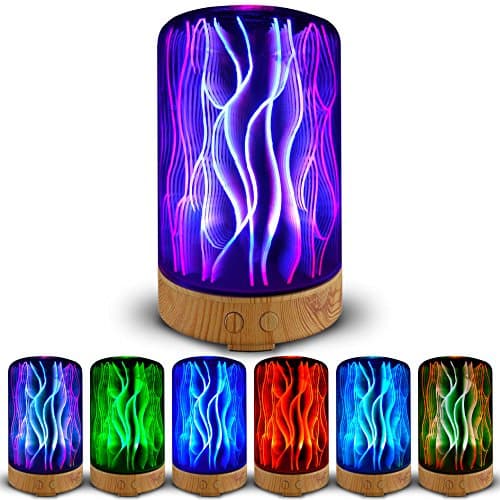ChosenTech 3D Aroma Diffuser, 100ml Aromatherapy Essential Oil Humidifier, Ultrasonic Cool Mist Air Humidifier with 7-Color LED Light Change, Auto Timer & Auto Waterless Off for Gifts, Girl Friend, Wife, Easter, Mothers Day, Home, Bedroom, Yoga, Spa and Office