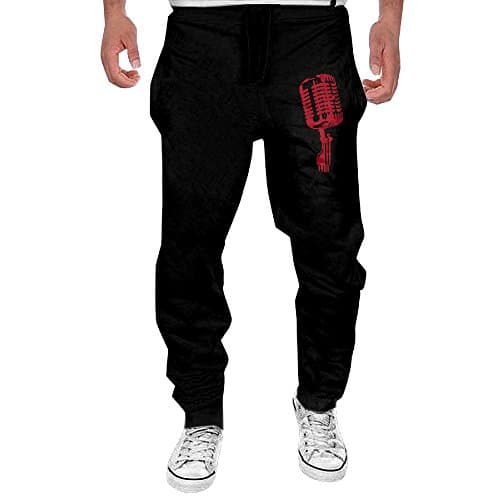 Winter Men Long Red Microphone Sweat Pant Closed Bottom