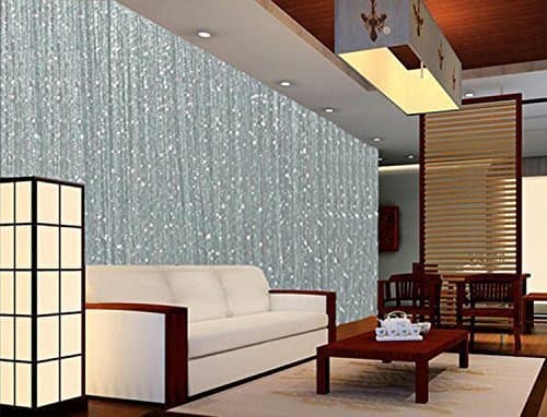 Wall Panel Fringe Divider Door Window Sheer Panels-Curtain Drape Scarf Voile Drape Valances,Wall Panel Fringe Divider (Silver, 118'' X 118'')