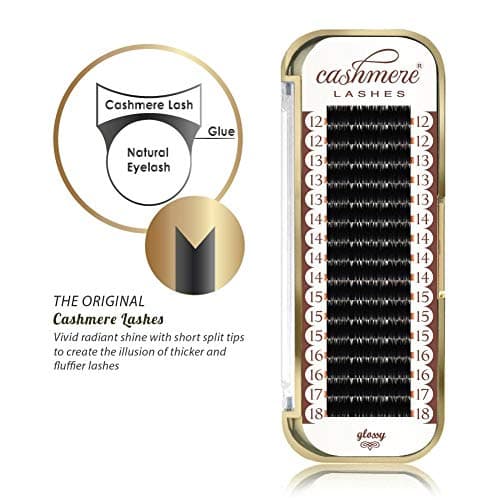 Cashmere Lashes® | Classic Ellipse Flat Split Tips Lashes | Glossy Finish 0.20 C D Curl Single & Mixed Tray | Individual…