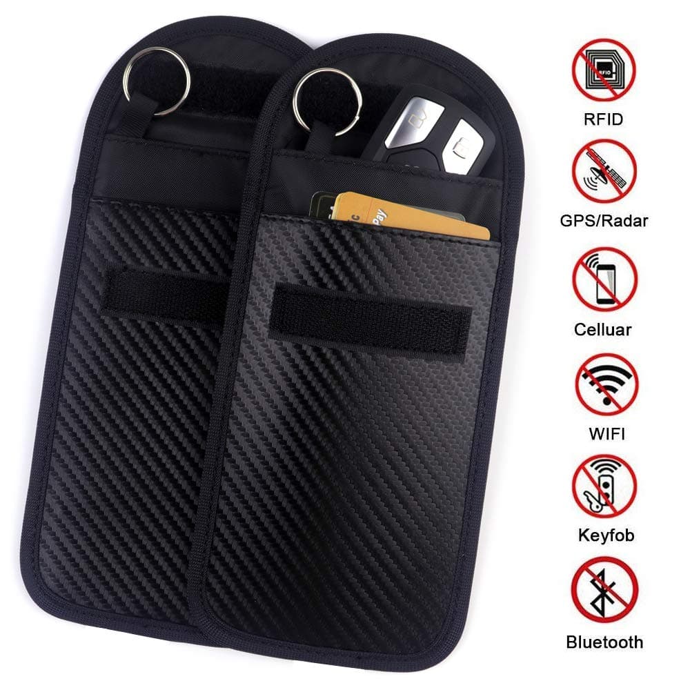 Car Key Signal Blocker Case - 2 Pack Faraday Cage Shield Car Key Fob Signal Blocking Pouch Bag Keyless Entry Fob Guard Pouch Bag,Antitheft Lock Devices Car Key Protector WIFI/GSM/LTE/NFC/RF Blocker
