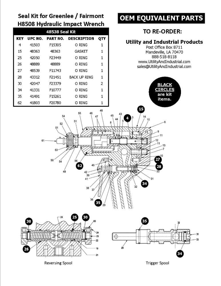 Greenlee - Seal Kit, Hydraulic Tools (48538G)