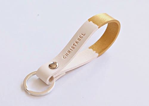 White Gold Custom Personalized Leather Keychains