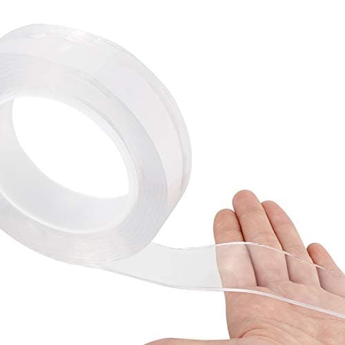 Reusable Nano Adhesive Tape, Multipurpose Double Sided No-Trace Removable Glue Tape Washable Strong Gel Anti-Slip Fixed Adhesive, Transparent, 9.84ft