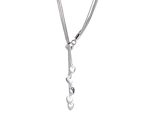 SOSUO 925 Sterling Silver Five-line Chain with Five-Heart Necklace