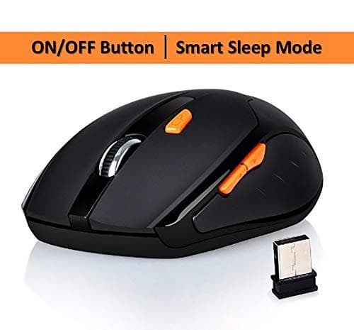 Abronix® Wireless Mouse for laptops with ON/Off Switch & Sleep Mode, 6 Buttons Nano USB Receiver,Ergonomic Mouse, Highly Durable, 3 Adjustable DPI Levels for Laptop, Notebook, PC, MacBook, Blackb
